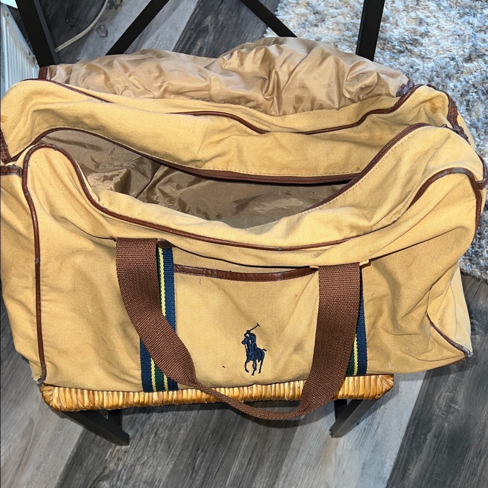 Polo by Ralph Lauren Yellow Duffel Bag with Brown Accents